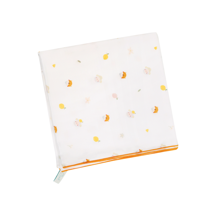 Granny Ben Picnic Time TENCEL muslin swaddle cloth, folded flat