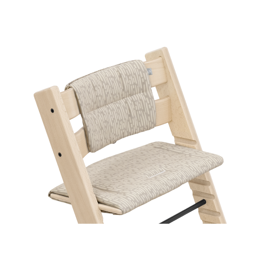 Stokke Tripp Trapp Classic Cushion in Beige Timber on a natural Tripp Trapp chair