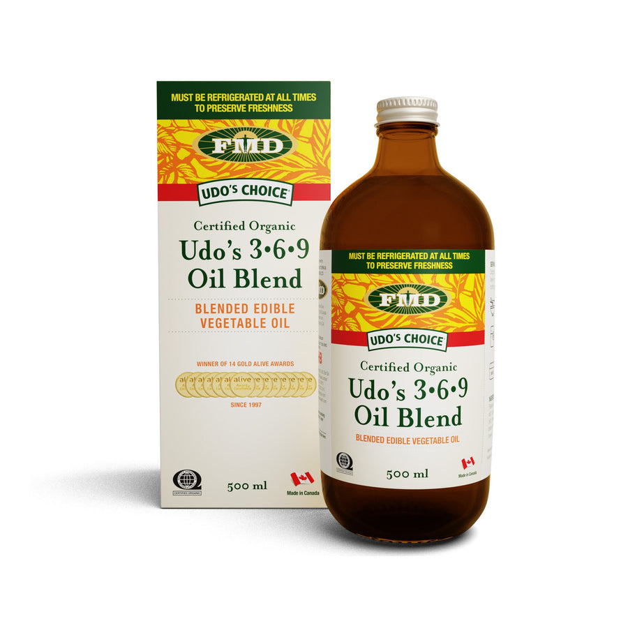 Udo's Choice Udo's 3-6-9 Oil Blend 500ml bottle and carton