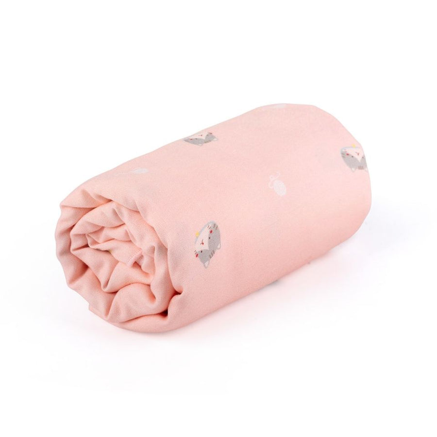 Granny Ben TENCEL muslin swaddle cloth in the Chubby Cat print, folded flat