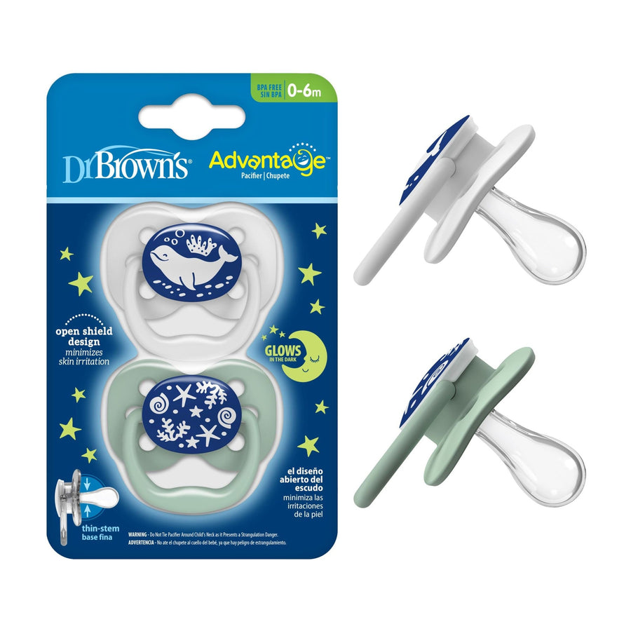 Dr. Brown's Advantage Pacifier Stage 1 Glow in the Dark 2-Pack