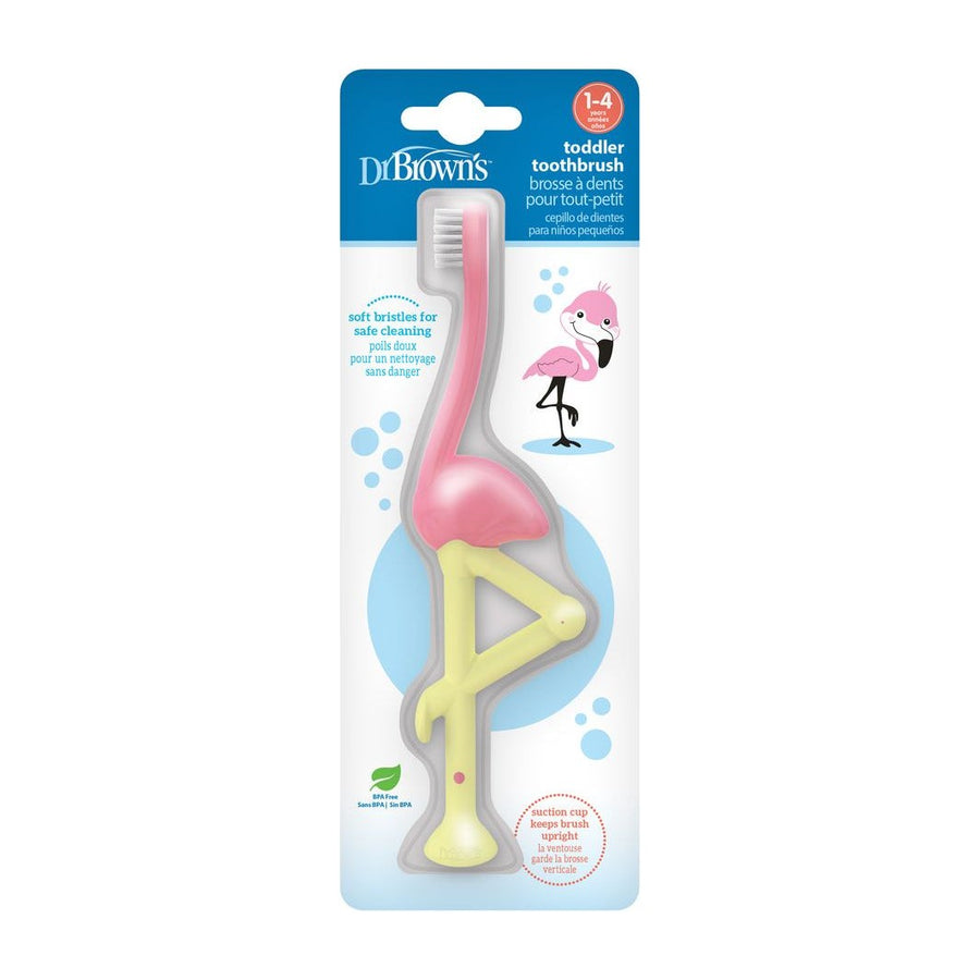 Dr. Browns Toddler Toothbrush, Flamingo, 1-Pack - Happikiddo.com