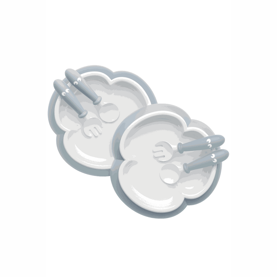 BabyBjörn Baby Plate, Spoon and Fork, 2 sets, Powder Blue