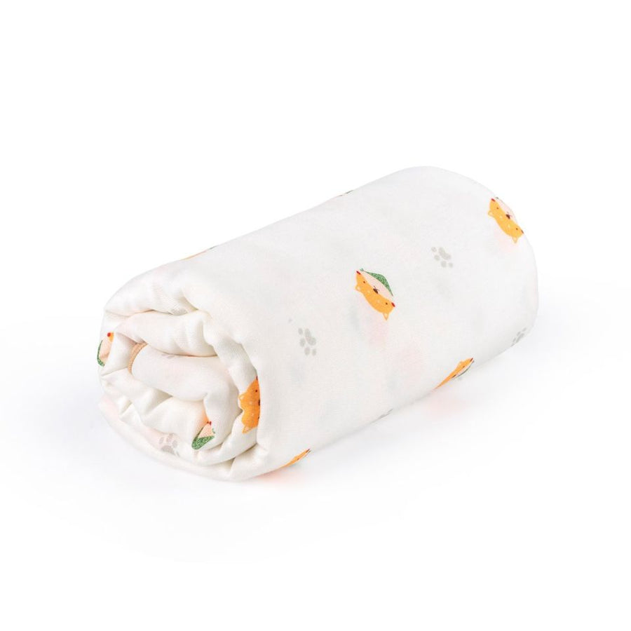 Granny Ben TENCEL muslin swaddle cloth in the Happy Shiba print, folded flat