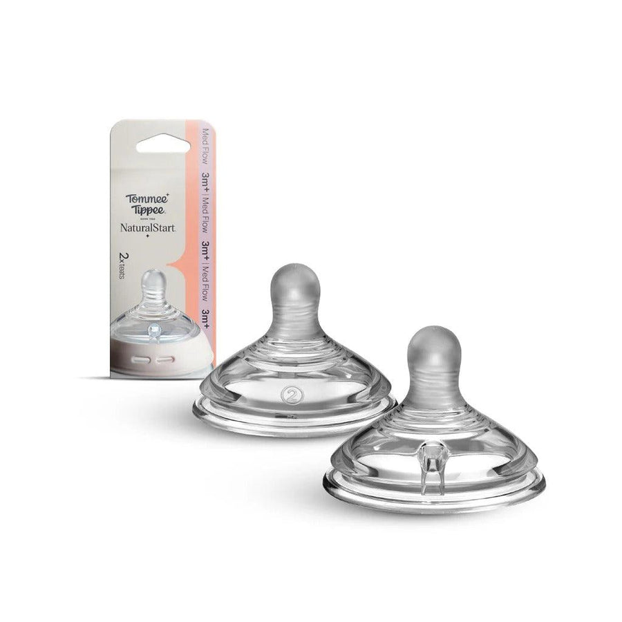 Tommee Tippee Natural Start medium flow teats, 3m+, teat marked 2