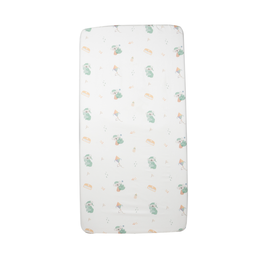 Granny Ben Micro Tencel fitted cot sheet in the Lucas' Lullaby print