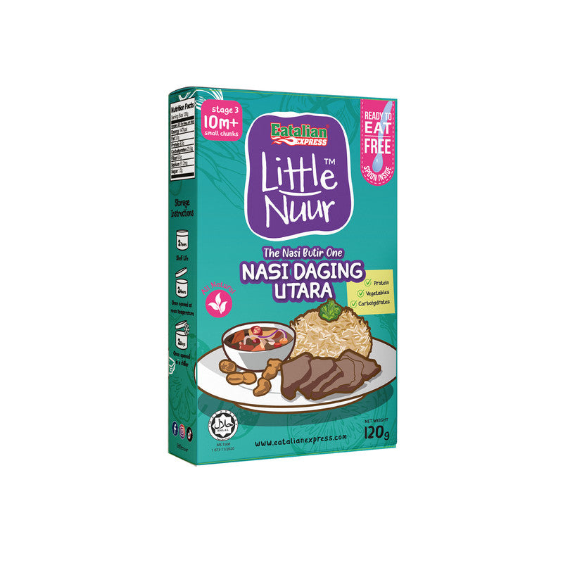 Little Nuur The Nasi Butir One Nasi Daging Utara 120g, 10m+
