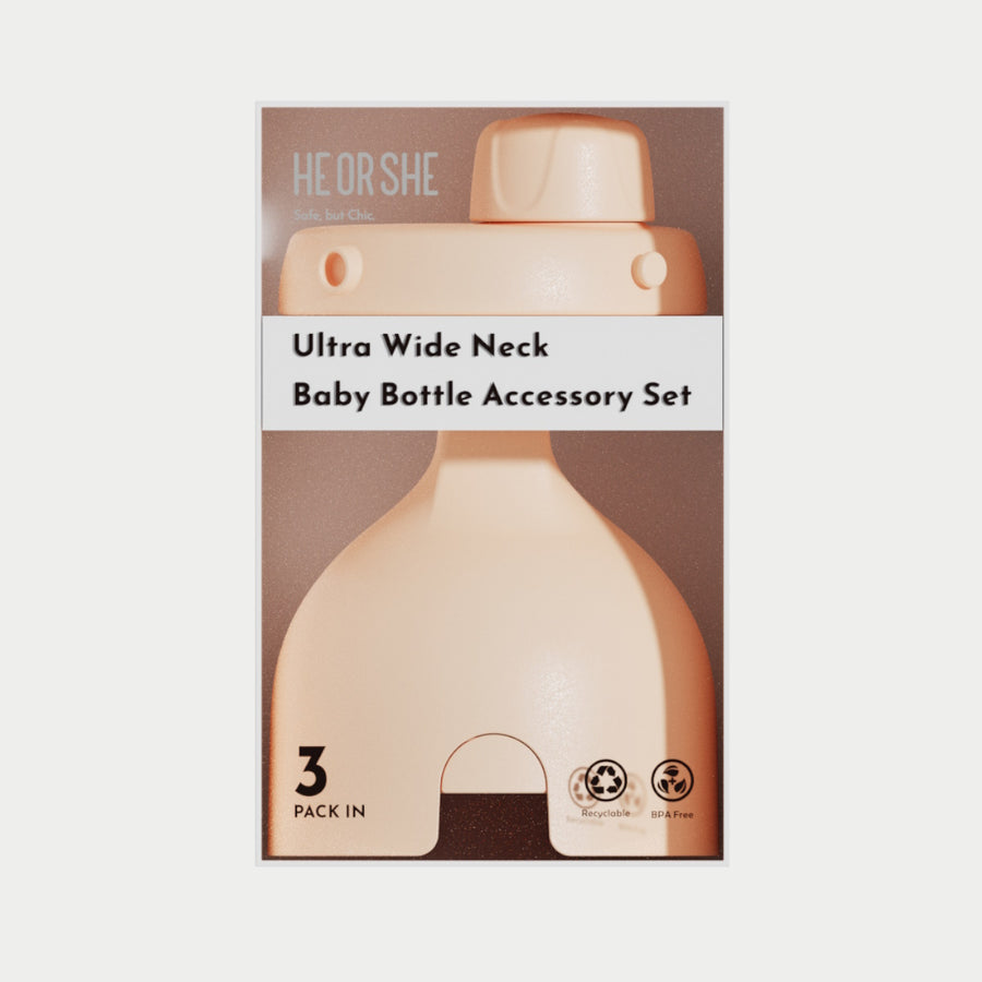 HE OR SHE Milk Bottle Cap + Collar + Storage Cap - Orange