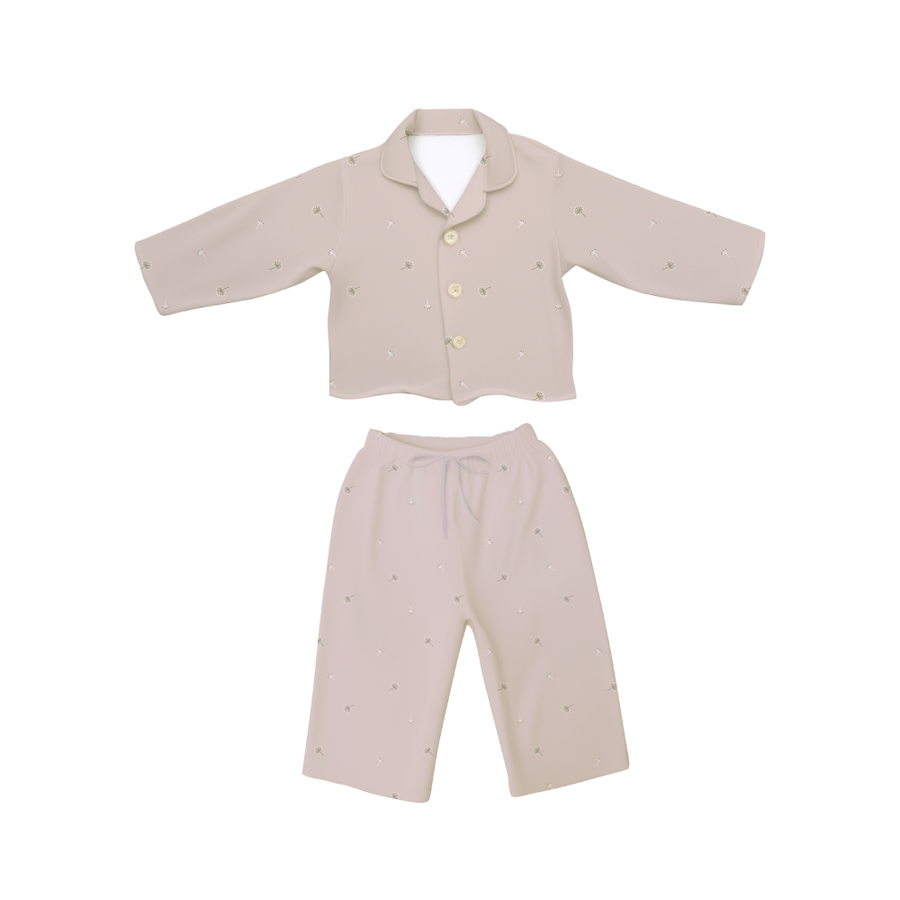 Saeson The Comfy Sleepwear in Dandelion Flow - two-piece baby pyjama set, flat lay