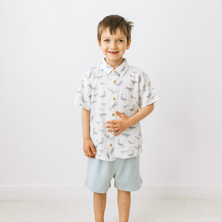KAYS + KINS Linen Shirt - Whales Lullaby