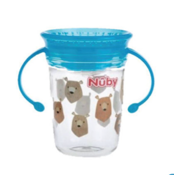 Twin handle 360° wonder cup made with Tritan™ - Grey - 240ml - 6m+ - detail  - Nuby™