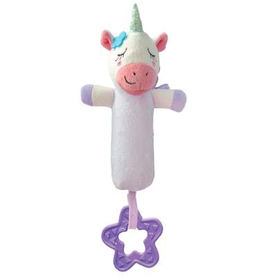 Simple Dimple Unicorn Squeakie Toy with Teether - Purple