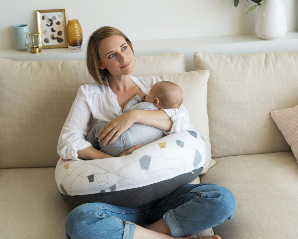 Doomoo Buddy Maternity & Nursing Pillow- Leaves Aqua Green