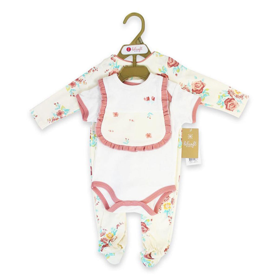 Lil'soft 4pcs Set- Pink Flowers (0-6 months) - Happikiddo.com