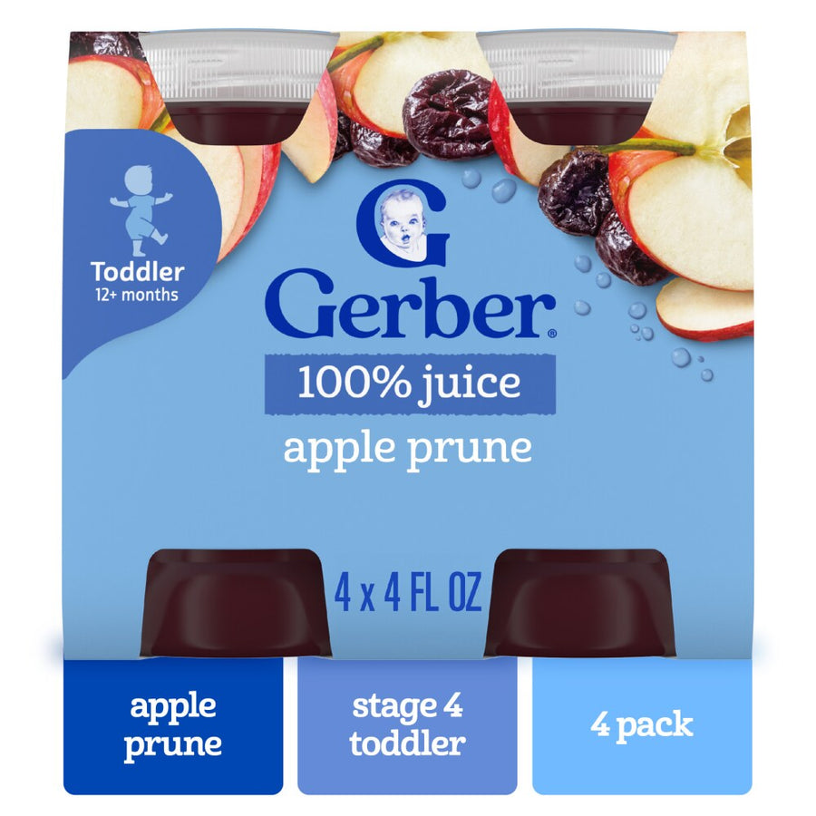 Gerber 100% Apple Prune Juice, 4 x 4 fl oz (118 mL)
