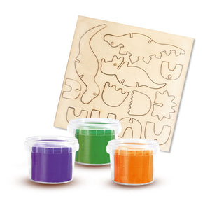 SES Creative Dough Dinosaurs Wooden Skeletons contents with plywood parts and three dough pots