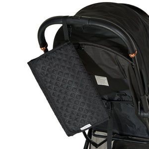 Princeton changing pad Diamond Black attached to a stroller