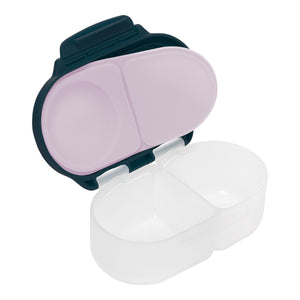 b.box Snackbox Indigo Rose, open showing two compartments