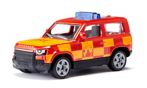 Land Rover Defender Fire Brigade Siku die-cast model, close-up detail