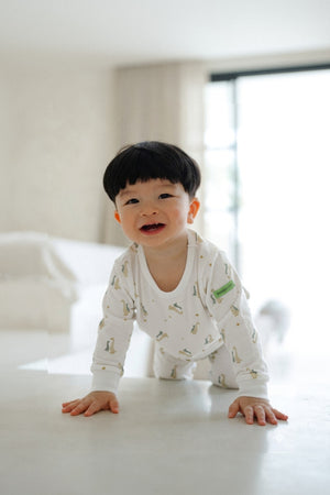 Hamako Tencel Kids Long Set in Aqua Goose — long-sleeve top and long pants