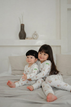 Hamako Tencel Kids Long Set in Rose Goose — long-sleeve top and long pants