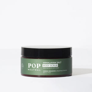 POP Neutral Magnesium Himalayan Salt Body Scrub Rosemary & Vanilla 200ml jar, front