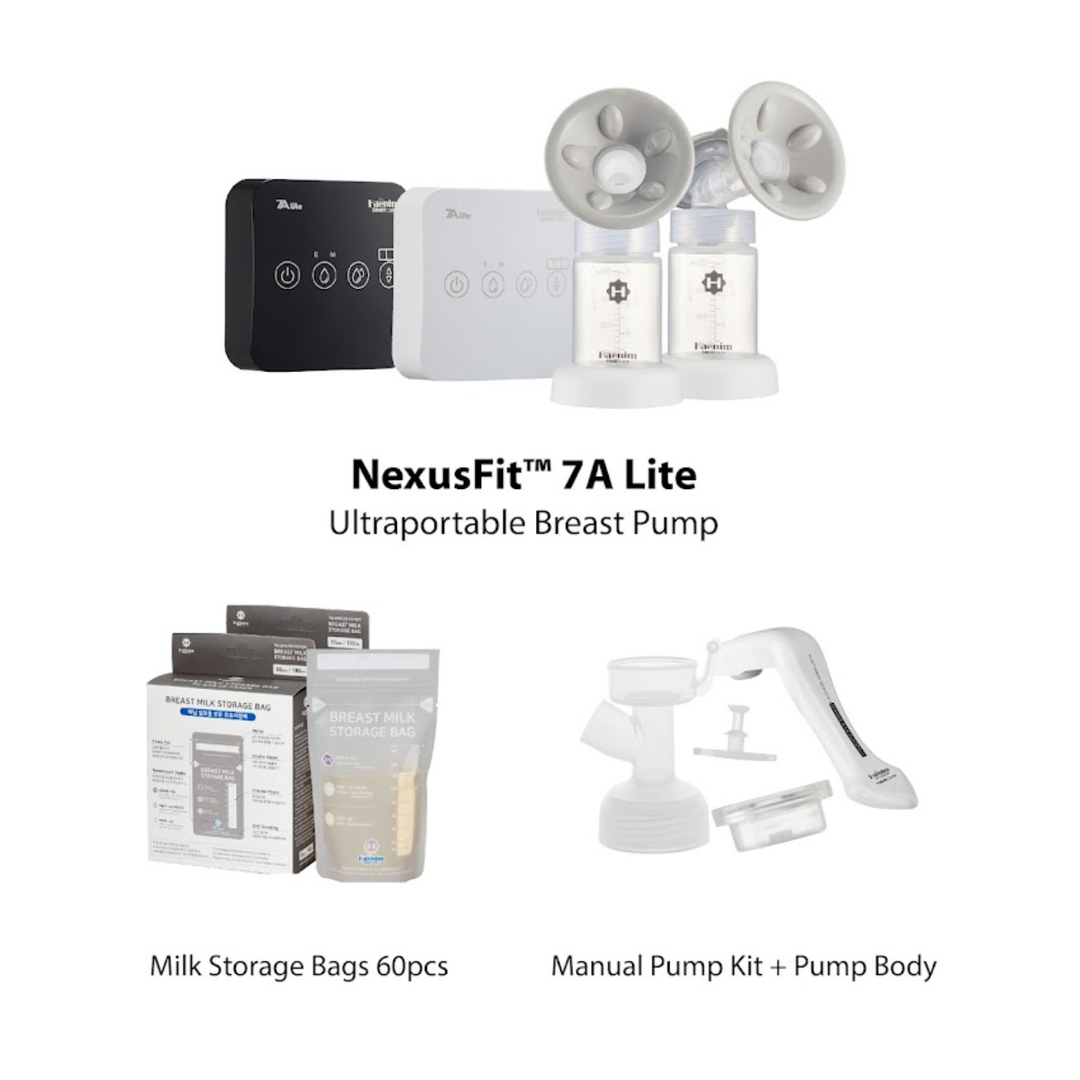 Haenim 7A Lite Breastpump + Manual Pump Body & Kit + 60pcs Milk Storage Bags