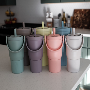 BruMate Resa tumblers lined up on a kitchen counter
