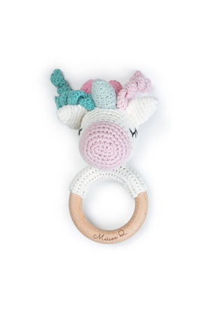 Maison Q Gracious Unicorn Crocheted Baby Rattle