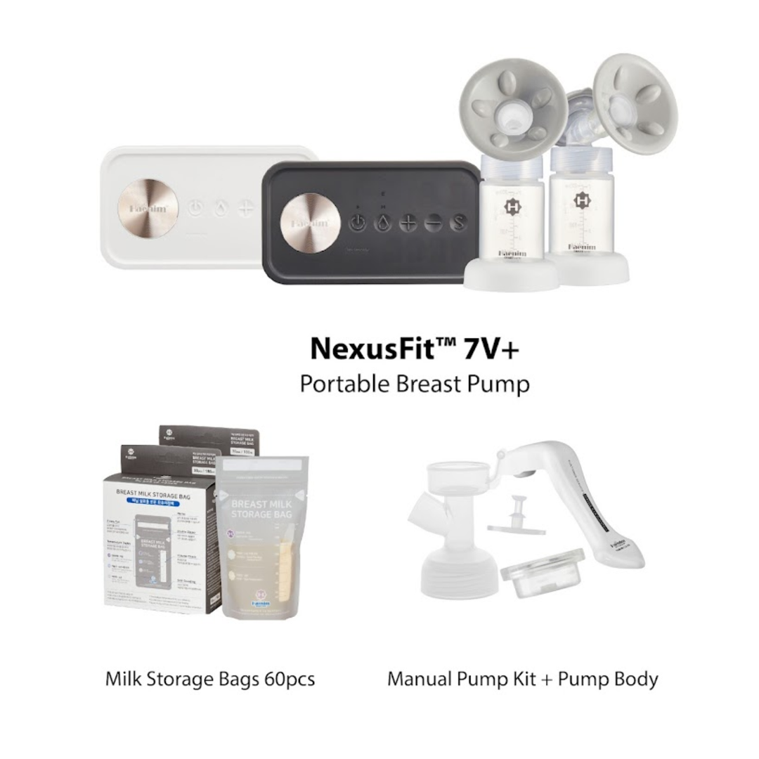 Haenim NexusFit 7V+ Smart Breastpump + Manual Pump Body & Kit + 60pcs Milk Storage Bags