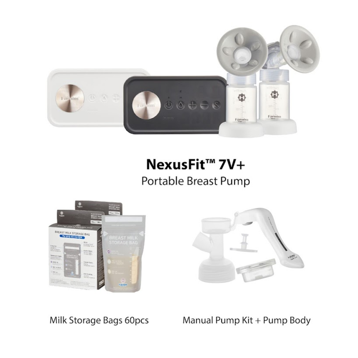 Haenim NexusFit 7V+ Smart Breastpump + Manual Pump Body & Kit + 60pcs Milk Storage Bags