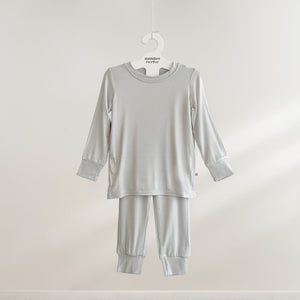 Number Twelve Bamboo Toddler Pyjamas in Stone, two-piece flat lay