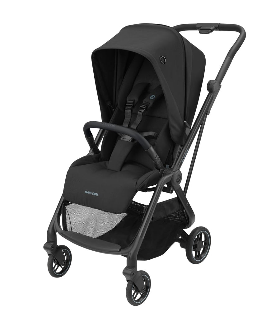 Maxi-Cosi Leona stroller in Essential Black, three-quarter left