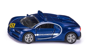 Bugatti Chiron Gendarmerie Siku die-cast model, front three-quarter view