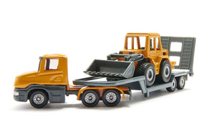 Low Loader with Front Loader Siku die-cast model, close-up detail