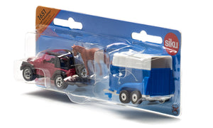 Jeep With Horse Trailer Siku die-cast model in its Siku blister pack