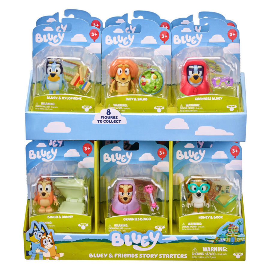 The full Bluey Story Starter Pack range - eight designs to collect