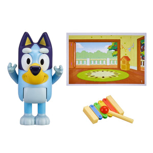 Example Story Starter Pack contents - Bluey, the magic xylophone and a mini postcard