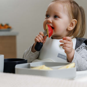 HE OR SHE Baby Fork & Spoon Set- Pink White - lifestyle