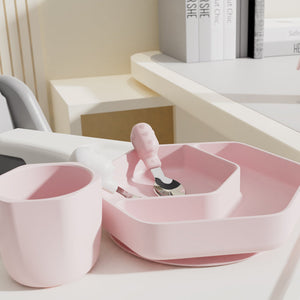 HE OR SHE Baby Fork & Spoon Set- Pink White - lifestyle