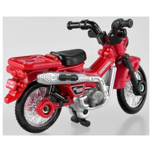 Tomica No.106 Honda CT125 Hunter Cub die-cast motorbike, three-quarter view