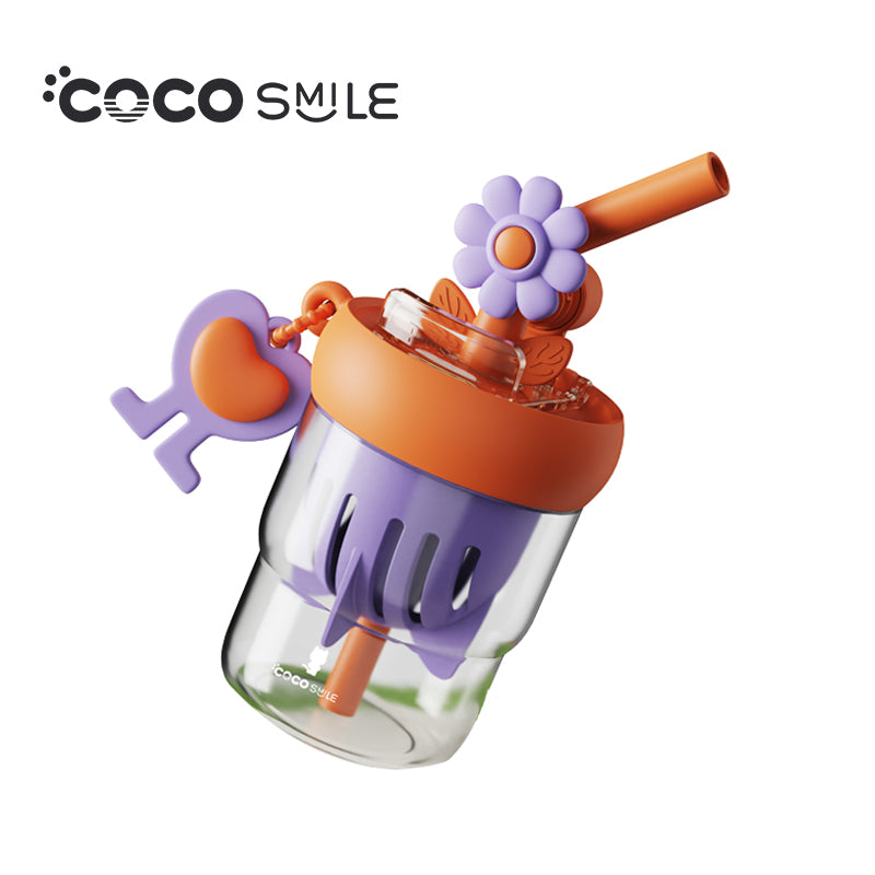 COCO SMILE Flower Rotating Portable Cup 550ml in Orange