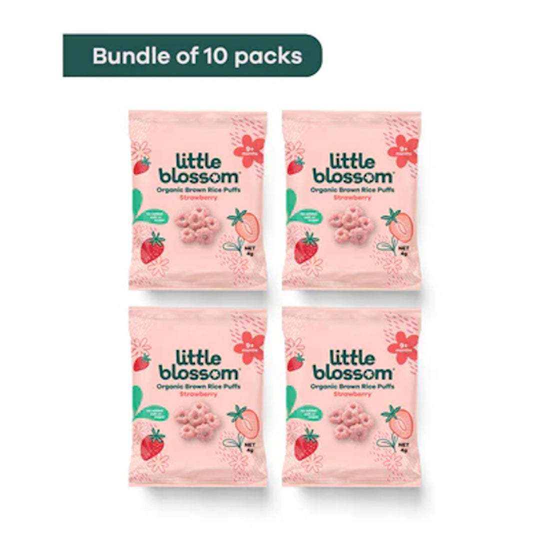 Little Blossom Mini Organic Strawberry Puffs (Bundle of 10 packs)