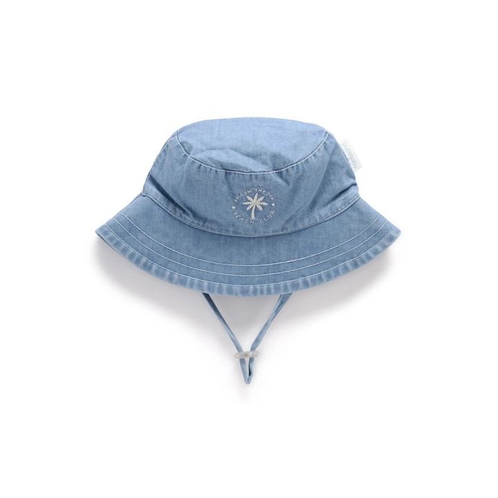 Purebaby Faded Denim Print Denim Bucket Hat Organic