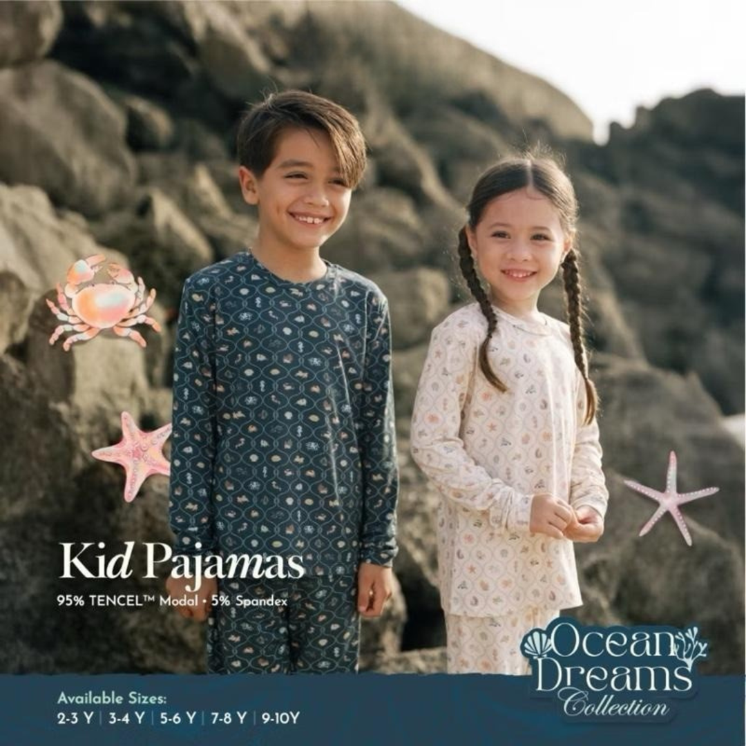 Koobicles Tencel Ocean Dreams In Ivory Pearl Kid Pajamas