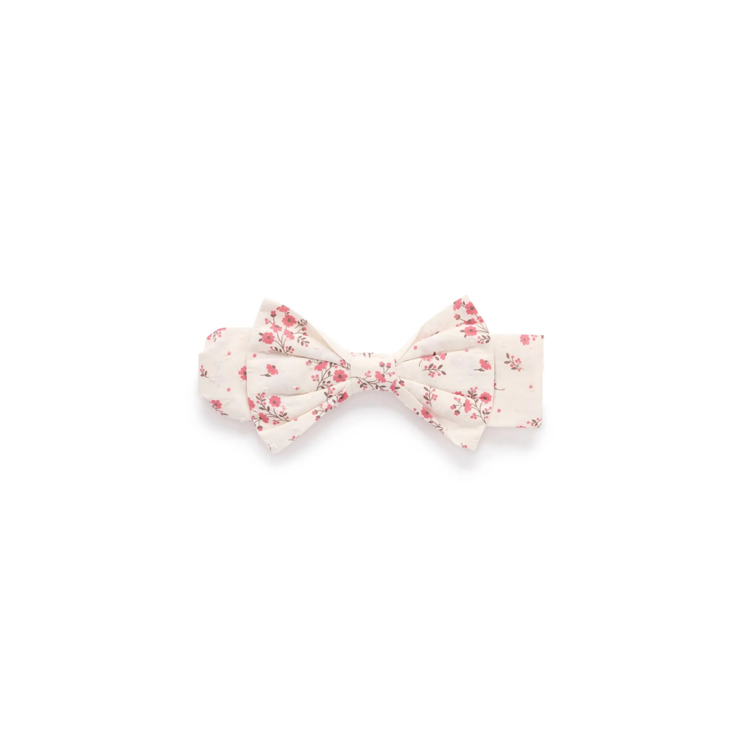 Purebaby Petite Floral Print Festive Bow Headband Organic