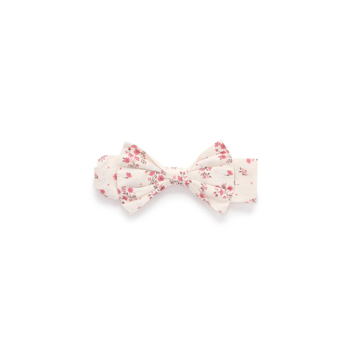 Purebaby Petite Floral Print Festive Bow Headband Organic