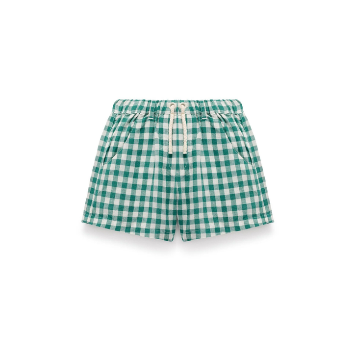 Purebaby Coriander Gingham Print Gingham Shorts Organic