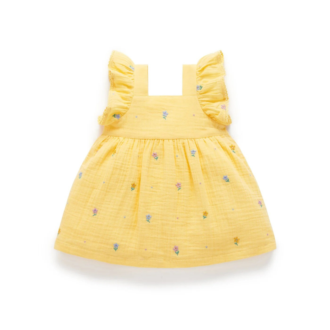Purebaby Daisy Broderie Print Butterfly Dress Organic