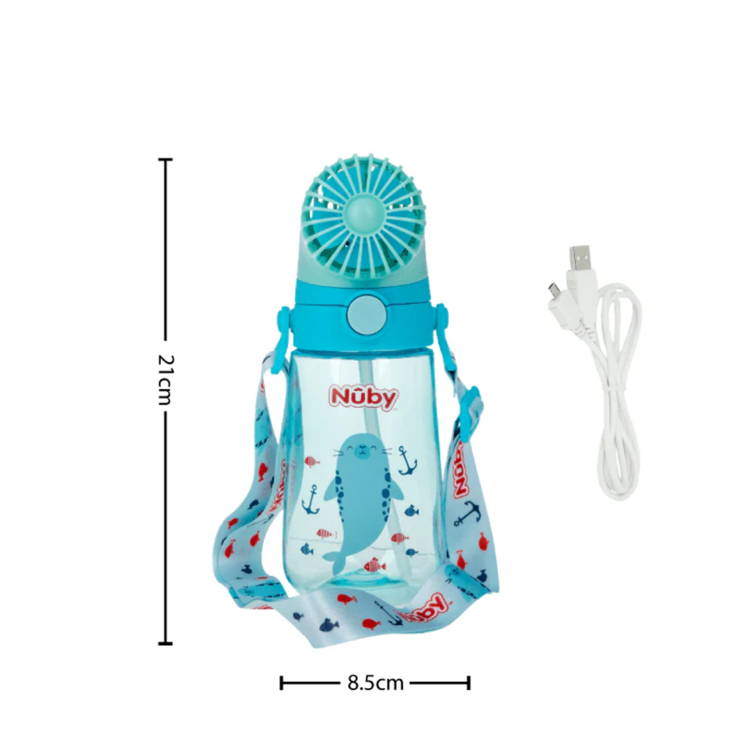 Nuby 18oz/560ml Printed Fan Bottle with Strap